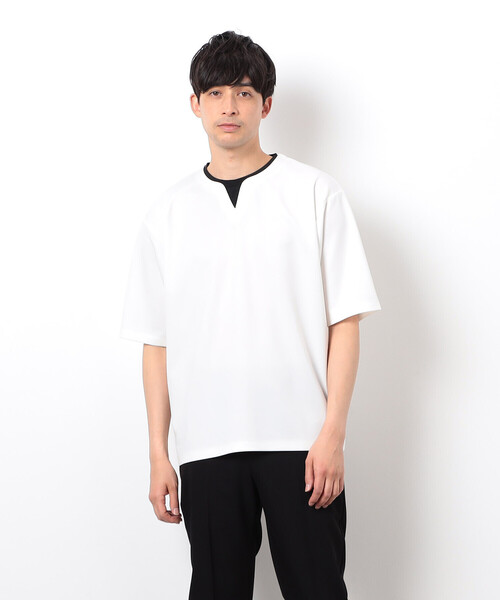 COMME CA ISM(コムサイズム)の「半袖 フェイクレイヤード キーネックTシャツ(Tシャツ/カットソー・メンズ・ホワイト/サックスブルー/ブラック/ベージュ・X-LARGE/LARGE/MEDIUM)」の9枚目の写真