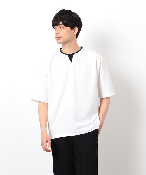 COMME CA ISM(コムサイズム)の「半袖 フェイクレイヤード キーネックTシャツ(Tシャツ/カットソー・メンズ・ホワイト/サックスブルー/ブラック/ベージュ・X-LARGE/LARGE/MEDIUM)」の10枚目の写真