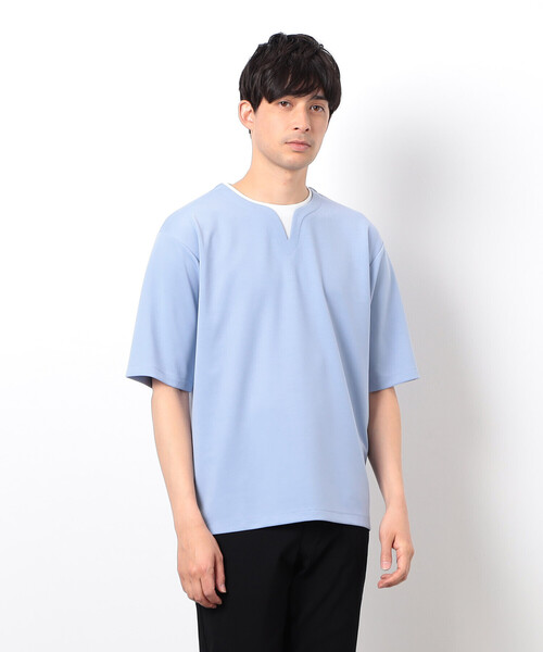 COMME CA ISM(コムサイズム)の「半袖 フェイクレイヤード キーネックTシャツ(Tシャツ/カットソー・メンズ・ホワイト/サックスブルー/ブラック/ベージュ・X-LARGE/LARGE/MEDIUM)」の20枚目の写真