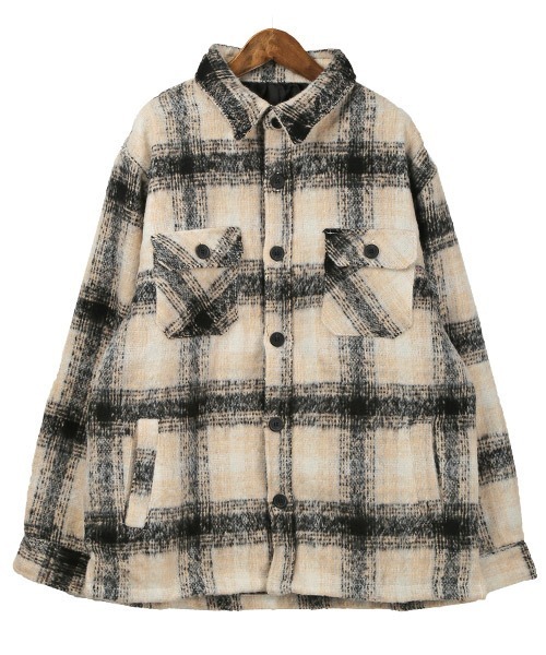LUXSTYLE(ラグスタイル)の「起毛チェック柄シャツジャケット(ブルゾン・メンズ・ブルー/ブラック・L/M/XL)」の7枚目の写真