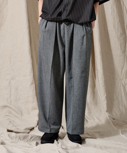 WETTEMPT(ウィテンプト)の「2 TUCK MELANGE EASY SLACKS /ツータックメランジイージースラックス(スラックス・メンズ・グレー/ベージュ・SMALL/MEDIUM/LARGE)」の5枚目の写真
