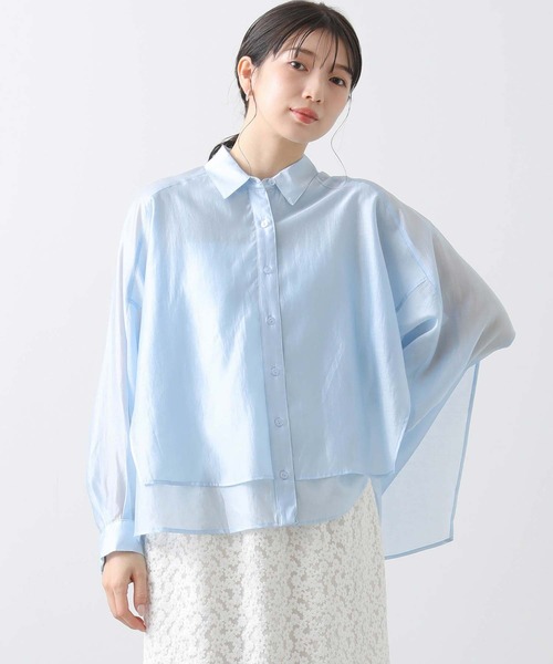 Gready Brilliant（グレディブリリアン）の「シアードルマンシャツ（シャツ/ブラウス・レディース・オフホワイト/サックスブルー・38）」の14枚目の写真