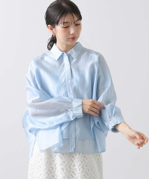 Gready Brilliant（グレディブリリアン）の「シアードルマンシャツ（シャツ/ブラウス・レディース・オフホワイト/サックスブルー・38）」の11枚目の写真