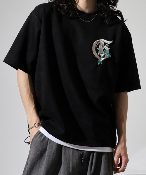 Logo embroidered short sleeve T-shirt / ロゴ刺繍半袖Tシャツ