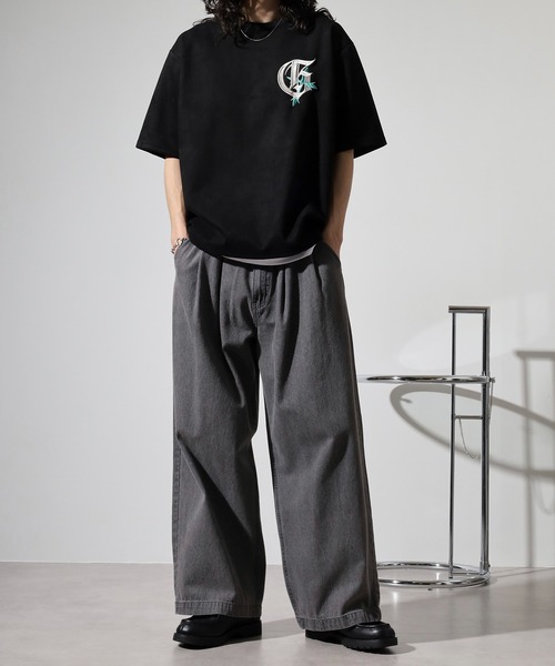 RE730（アールイーセブンサーティー）の「Logo embroidered short sleeve T-shirt / ロゴ刺繍半袖Tシャツ unisex（Tシャツ/カットソー・メンズ・ブラック/アイボリー/モカ・L/M）」の16枚目の写真