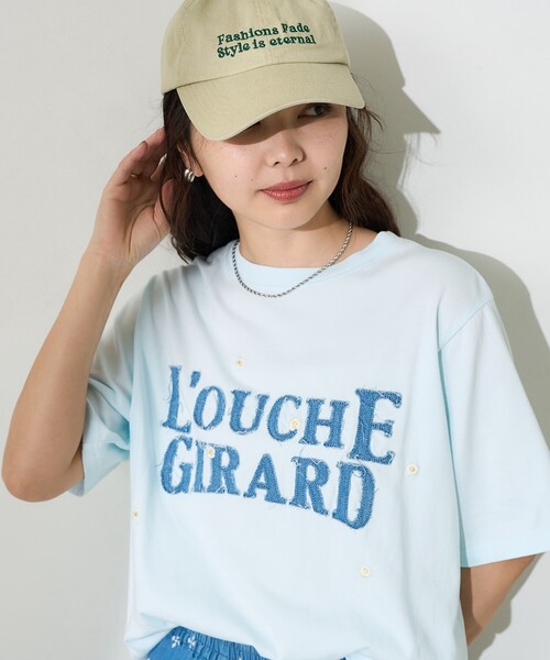 セール】デニムロゴデイジーTシャツ/フラワー刺繍Tシャツ（Tシャツ