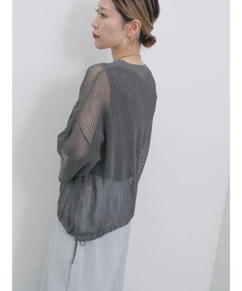 Samansa Mos2 blue（サマンサモスモスブルー）の「メッシュプルオーバー（ニット/セーター・レディース・チャコールグレー/キナリ/ライトベージュ・F）」の7枚目の写真