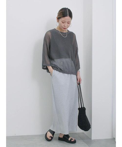 Samansa Mos2 blue（サマンサモスモスブルー）の「メッシュプルオーバー（ニット/セーター・レディース・チャコールグレー/キナリ/ライトベージュ・F）」の11枚目の写真