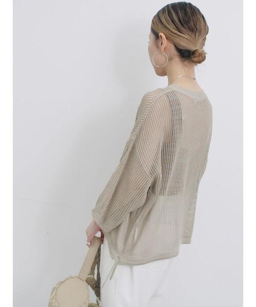 Samansa Mos2 blue（サマンサモスモスブルー）の「メッシュプルオーバー（ニット/セーター・レディース・チャコールグレー/キナリ/ライトベージュ・F）」の15枚目の写真