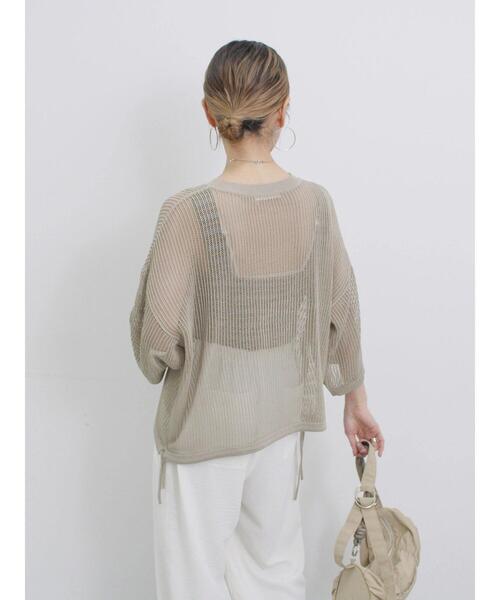 Samansa Mos2 blue（サマンサモスモスブルー）の「メッシュプルオーバー（ニット/セーター・レディース・チャコールグレー/キナリ/ライトベージュ・F）」の16枚目の写真