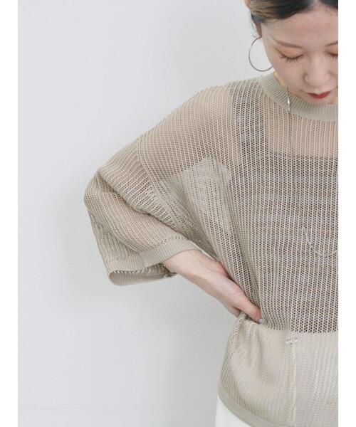 Samansa Mos2 blue（サマンサモスモスブルー）の「メッシュプルオーバー（ニット/セーター・レディース・チャコールグレー/キナリ/ライトベージュ・F）」の18枚目の写真