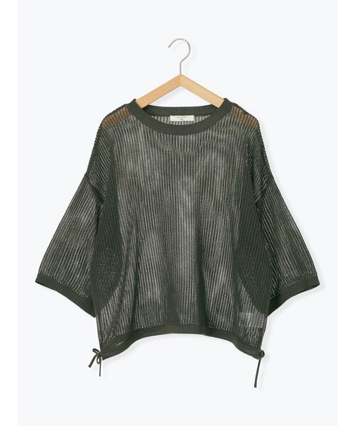 Samansa Mos2 blue（サマンサモスモスブルー）の「メッシュプルオーバー（ニット/セーター・レディース・チャコールグレー/キナリ/ライトベージュ・F）」の22枚目の写真