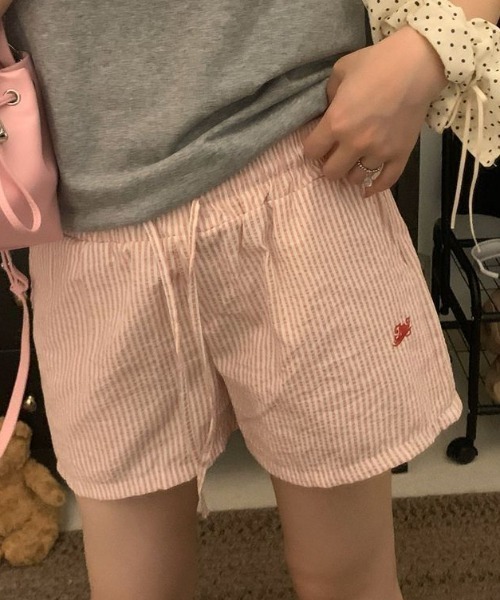 Vipoa(ヴィポア)の「ストライプロゴショートパンツ(その他パンツ・レディース・ブルー/ピンク・FREE)」の7枚目の写真
