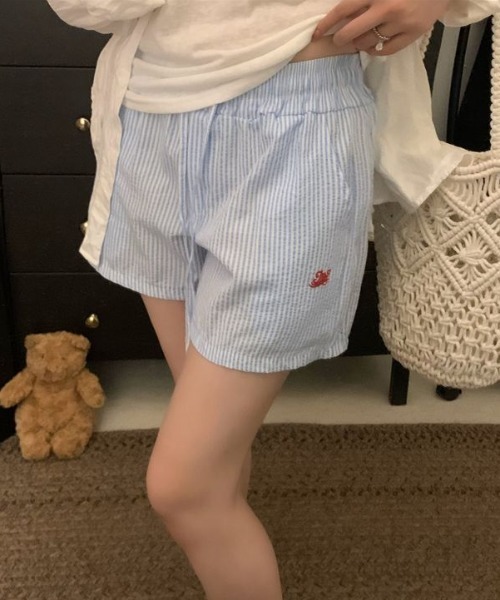 Vipoa(ヴィポア)の「ストライプロゴショートパンツ(その他パンツ・レディース・ブルー/ピンク・FREE)」の11枚目の写真