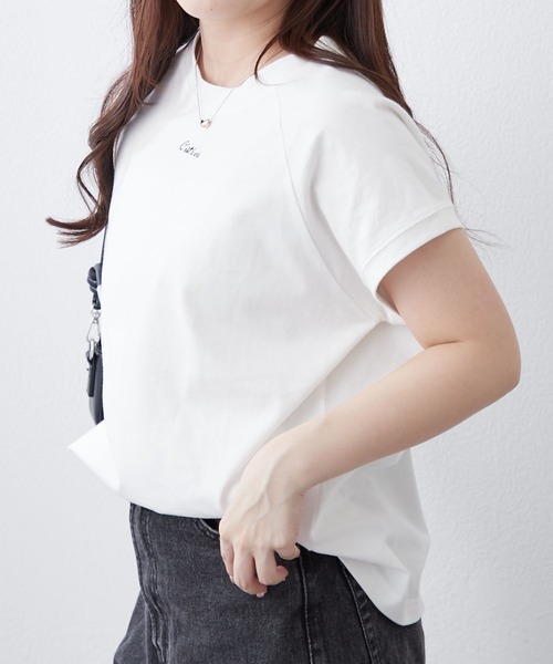 Remind me and forever(リマインドミーアンドフォーエバー)の「【8色展開!】オーガニック素材、華奢見えフレンチTシャツ(Tシャツ/カットソー・レディース・その他1/その他3/ベージュ/ブラウン/オフホワイト/ブルー/ブラック/カーキ・FREE)」の19枚目の写真