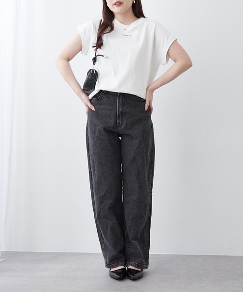 Remind me and forever(リマインドミーアンドフォーエバー)の「【8色展開!】オーガニック素材、華奢見えフレンチTシャツ(Tシャツ/カットソー・レディース・その他1/その他3/ベージュ/ブラウン/オフホワイト/ブルー/ブラック/カーキ・FREE)」の18枚目の写真