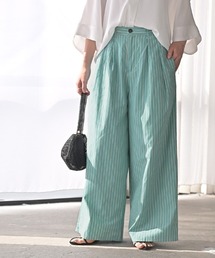ストライプ コットン ワイドパンツ