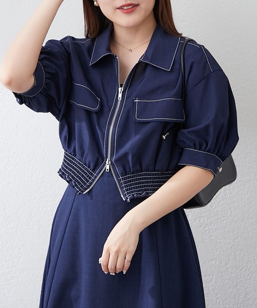 セール】2セットitem 麻調半袖ジャケット＋ワンピース
