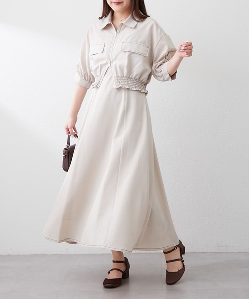 Remind me and forever(リマインドミーアンドフォーエバー)の「2セットitem 麻調半袖ジャケット+ワンピース(ワンピース・レディース・ネイビー/ベージュ/サックスブルー/チャコールグレー・FREE)」の21枚目の写真