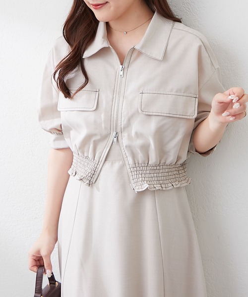 Remind me and forever(リマインドミーアンドフォーエバー)の「2セットitem 麻調半袖ジャケット+ワンピース(ワンピース・レディース・ネイビー/ベージュ/サックスブルー/チャコールグレー・FREE)」の22枚目の写真