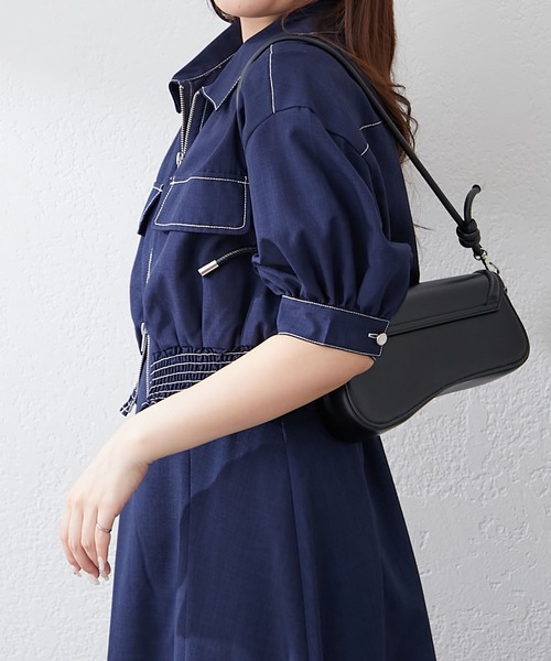 Remind me and forever(リマインドミーアンドフォーエバー)の「2セットitem 麻調半袖ジャケット+ワンピース(ワンピース・レディース・ネイビー/ベージュ/サックスブルー/チャコールグレー・FREE)」の14枚目の写真