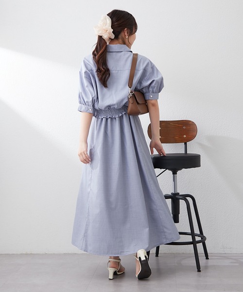 Remind me and forever(リマインドミーアンドフォーエバー)の「2セットitem 麻調半袖ジャケット+ワンピース(ワンピース・レディース・ネイビー/ベージュ/サックスブルー/チャコールグレー・FREE)」の10枚目の写真