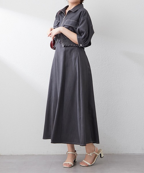 Remind me and forever(リマインドミーアンドフォーエバー)の「2セットitem 麻調半袖ジャケット+ワンピース(ワンピース・レディース・ネイビー/ベージュ/サックスブルー/チャコールグレー・FREE)」の17枚目の写真