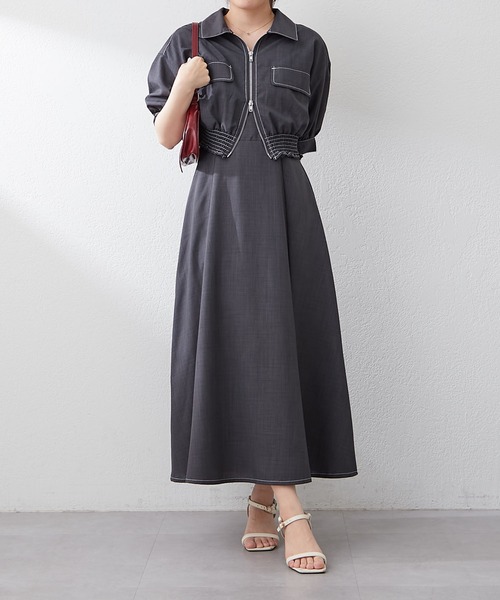 セール】2セットitem 麻調半袖ジャケット＋ワンピース（ワンピース