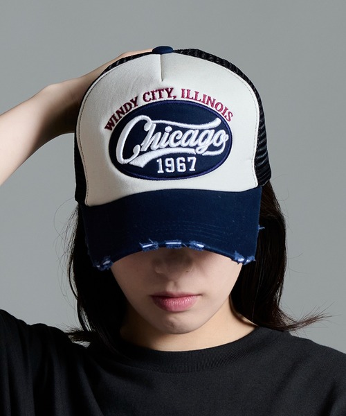 セール】5A5 ダメージ ロゴ メッシュキャップ CHICAGO（キャップ