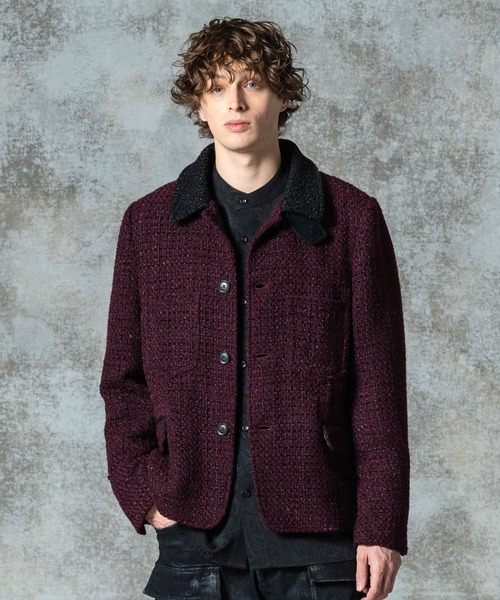 glamb(グラム)の「Hidden Valley Tweed Jacket / ヒドゥンバレーツイードジャケット(ブルゾン・メンズ・ブラック/ワイン・S/M/L)」の10枚目の写真