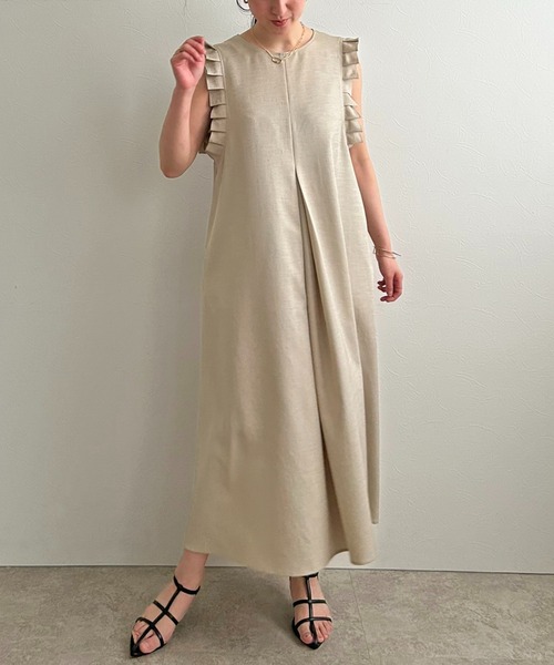 LHELBIE（レルビエ）の「タックスリーブワンピース（ワンピース・レディース・ライトベージュ/ブラック/ネイビー・M）」の21枚目の写真