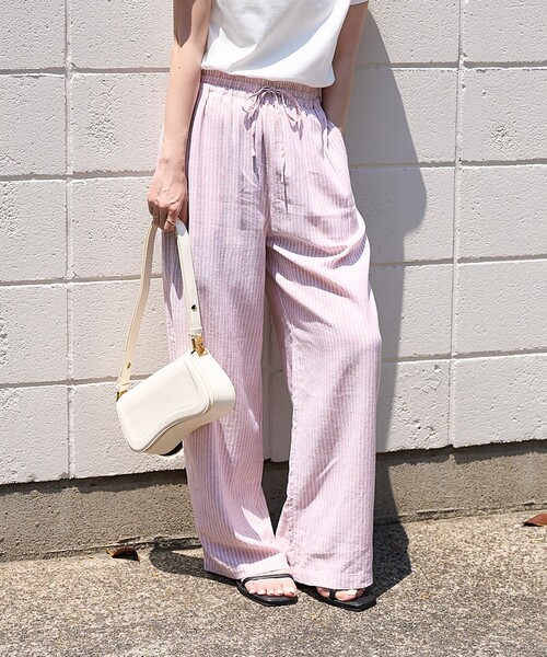 セール】リネンブレンド ワイド イージーパンツ＜セットアップ対応