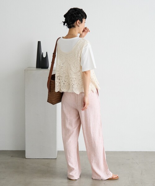 セール】リネンブレンド ワイド イージーパンツ＜セットアップ対応