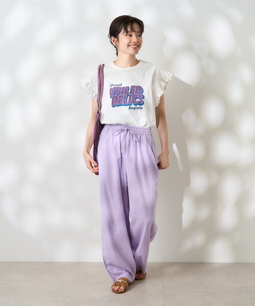 FREAK'S STORE(フリークスストア)の「リネンブレンド ワイド イージーパンツ<セットアップ対応>(その他パンツ・レディース・キャメル/ネイビー/ラベンダー/その他1/ブラック/サックスブルー/ナチュラル・SMALL/MEDIUM)」の18枚目の写真