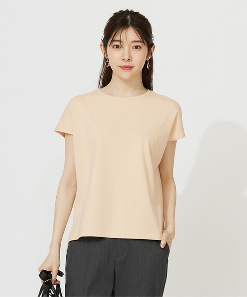 ANY SIS(エニィスィス)の「ビジュー付き カットソー(Tシャツ/カットソー・レディース・ホワイト系/ライトイエロー系/ブラック系・4)」の1枚目の写真