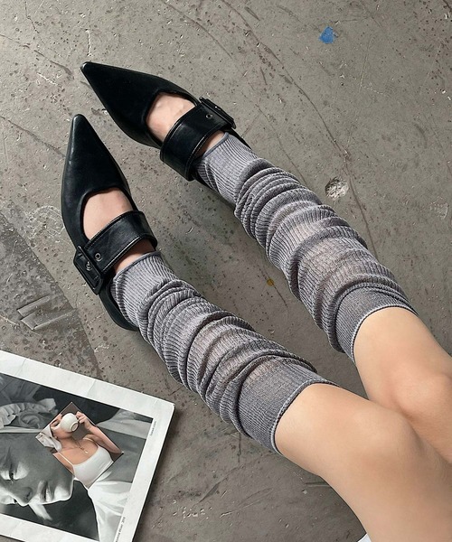 MEMECLE（メメクル）の「【 MEMECLE / メメクル 】リブシアーソックスレッグウォーマー（レッグウォーマー・レディース・サックスブルー/ブラック/ホワイト/グレー/ピンク・FREE）」の9枚目の写真