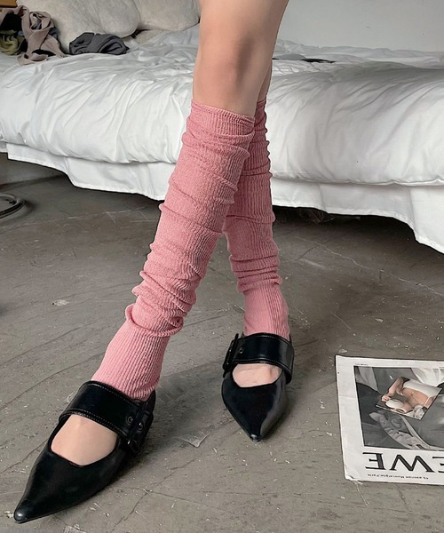 MEMECLE（メメクル）の「【 MEMECLE / メメクル 】リブシアーソックスレッグウォーマー（レッグウォーマー・レディース・サックスブルー/ブラック/ホワイト/グレー/ピンク・FREE）」の13枚目の写真