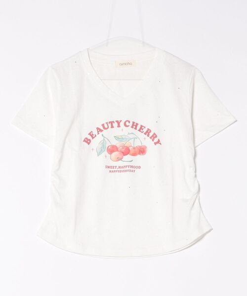 aimoha(アイモハ)の「VネックチェリーTシャツ(Tシャツ/カットソー・レディース・グレー/ブルー/ホワイト/ライトグリーン/パープル・FREE)」の18枚目の写真