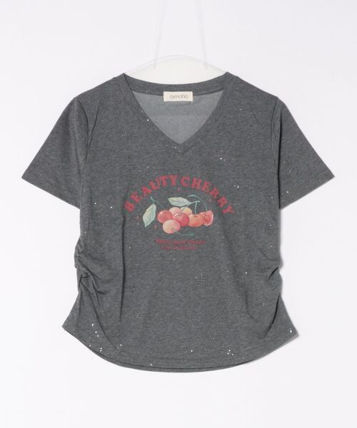 aimoha(アイモハ)の「VネックチェリーTシャツ(Tシャツ/カットソー・レディース・グレー/ブルー/ホワイト/ライトグリーン/パープル・FREE)」の19枚目の写真