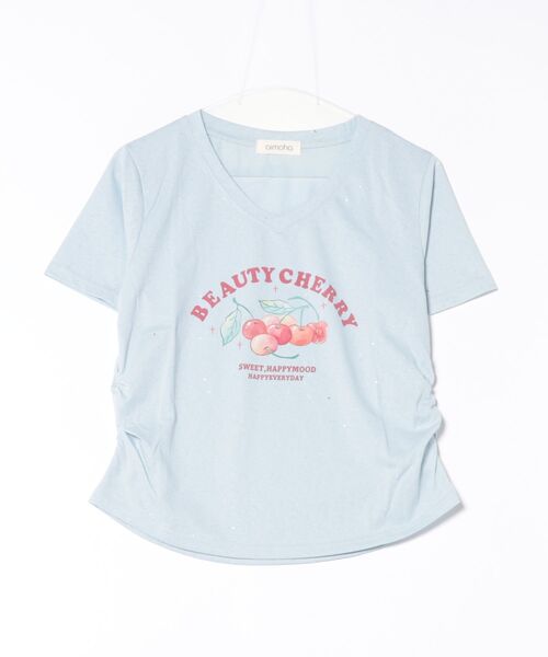 aimoha(アイモハ)の「VネックチェリーTシャツ(Tシャツ/カットソー・レディース・グレー/ブルー/ホワイト/ライトグリーン/パープル・FREE)」の21枚目の写真