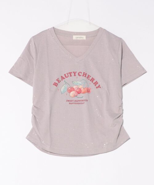 aimoha(アイモハ)の「VネックチェリーTシャツ(Tシャツ/カットソー・レディース・グレー/ブルー/ホワイト/ライトグリーン/パープル・FREE)」の22枚目の写真