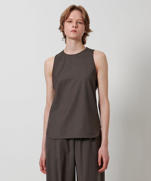 LOEFF（ロエフ）の「＜LOEFF＞トロピカルウール アメリカンスリーブ ブラウス（シャツ/ブラウス・レディース・ブラック/ブラウン・FREE）」の4枚目の写真