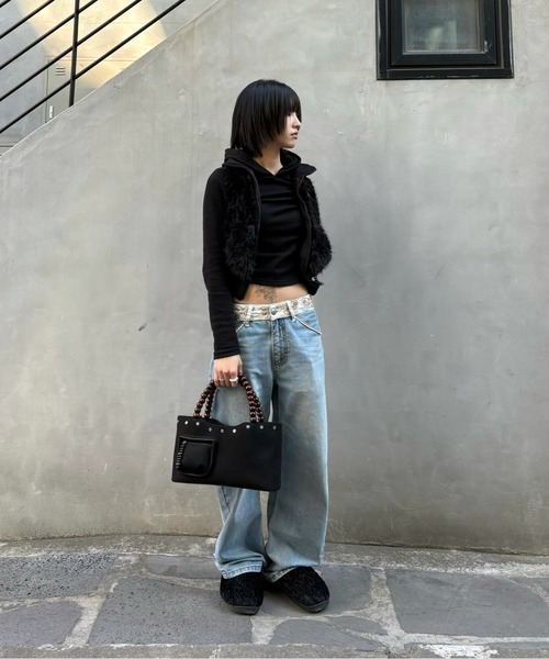 SCULPTOR（スカルプター）の「Beaded Waist Denim Pants（デニムパンツ・レディース・インディゴブルー/ブルー/ライトブルー・SMALL/MEDIUM/X-LARGE/X-SMALL）」の10枚目の写真