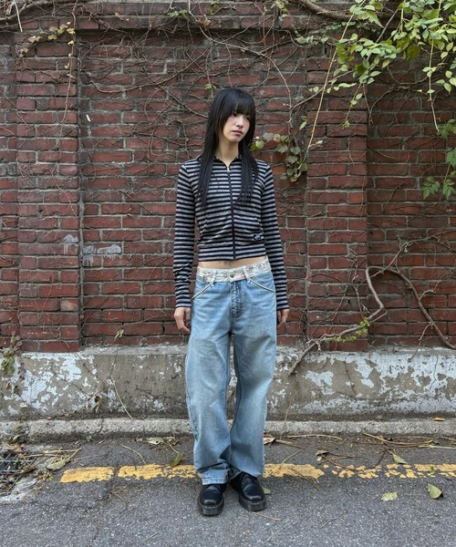 SCULPTOR（スカルプター）の「Beaded Waist Denim Pants（デニムパンツ・レディース・インディゴブルー/ブルー/ライトブルー・SMALL/MEDIUM/X-LARGE/X-SMALL）」の11枚目の写真