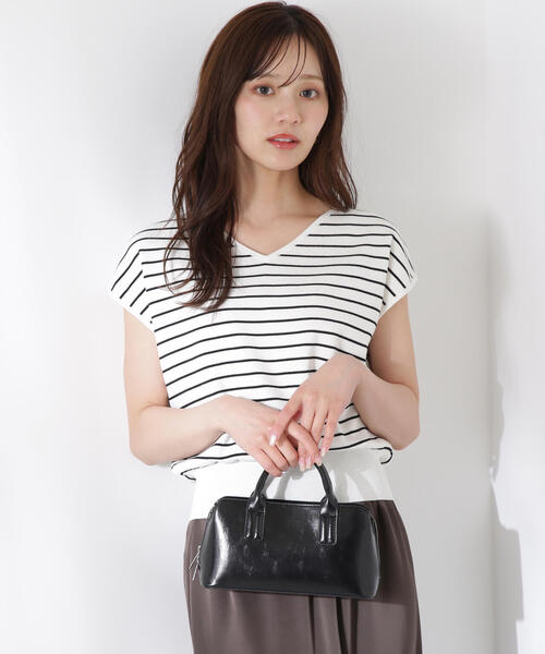 PROPORTION BODY DRESSING(プロポーションボディドレッシング)の「Vネック総針ニット / 1215270607(ニット/セーター・レディース・ベージュ/ホワイト×ブラック/ホワイト系その他/ピンク・FREE)」の7枚目の写真