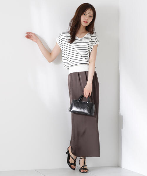 PROPORTION BODY DRESSING(プロポーションボディドレッシング)の「Vネック総針ニット / 1215270607(ニット/セーター・レディース・ベージュ/ホワイト×ブラック/ホワイト系その他/ピンク・FREE)」の8枚目の写真