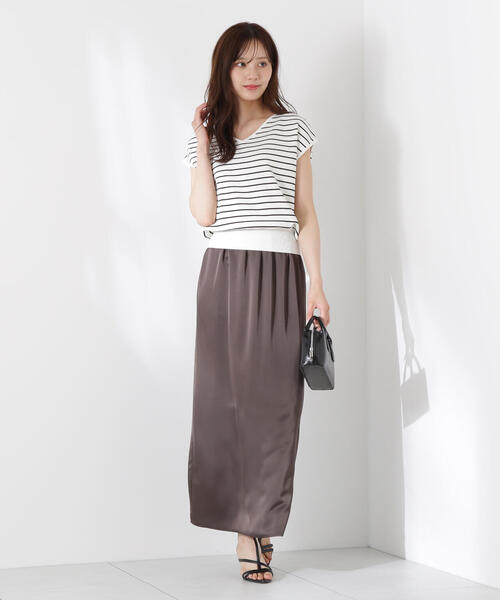 PROPORTION BODY DRESSING(プロポーションボディドレッシング)の「Vネック総針ニット / 1215270607(ニット/セーター・レディース・ベージュ/ホワイト×ブラック/ホワイト系その他/ピンク・FREE)」の9枚目の写真
