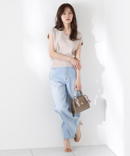 PROPORTION BODY DRESSING(プロポーションボディドレッシング)の「Vネック総針ニット / 1215270607(ニット/セーター・レディース・ベージュ/ホワイト×ブラック/ホワイト系その他/ピンク・FREE)」の13枚目の写真
