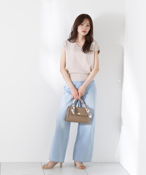 PROPORTION BODY DRESSING(プロポーションボディドレッシング)の「Vネック総針ニット / 1215270607(ニット/セーター・レディース・ベージュ/ホワイト×ブラック/ホワイト系その他/ピンク・FREE)」の14枚目の写真