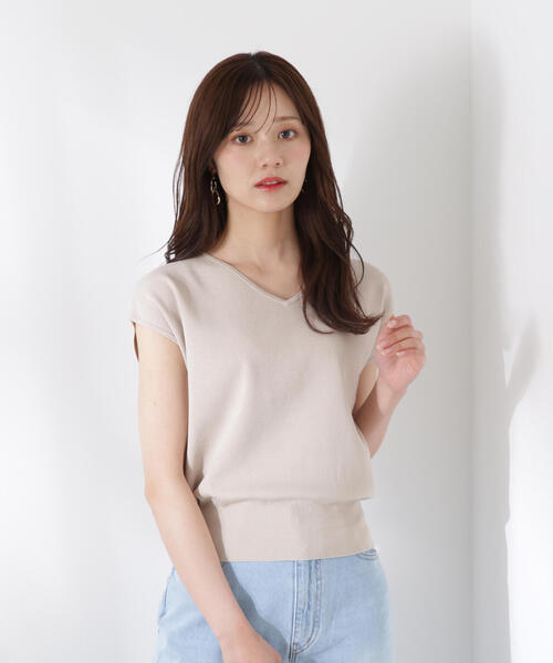 PROPORTION BODY DRESSING(プロポーションボディドレッシング)の「Vネック総針ニット / 1215270607(ニット/セーター・レディース・ベージュ/ホワイト×ブラック/ホワイト系その他/ピンク・FREE)」の16枚目の写真